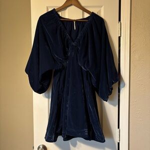 Free People Portia Velvet Blue Dress